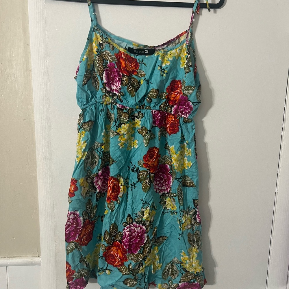 Forever 21 Teal Floral Dress